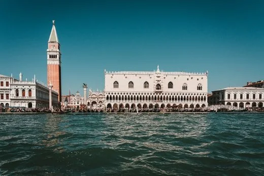Venice waterfront and historic Italian architecture